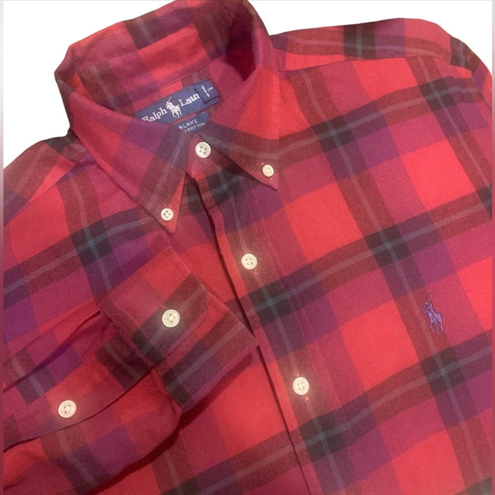 Ralph Lauren Blake Cotton Flannel Shirt Tartan Plaid Pony Button Down Men’s S